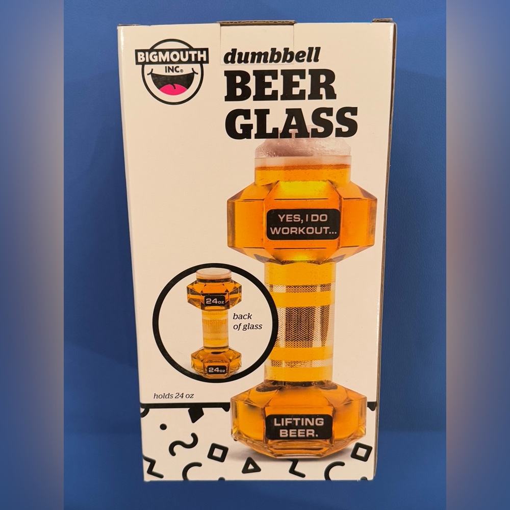 BigMouth Inc. The Dumbbell Beer Glass Novelty Beer Drinking Glass 24 oz NWT